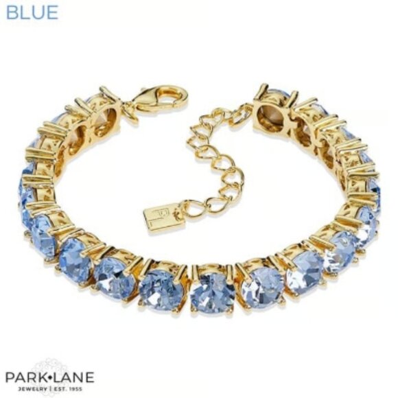 Park Lane Brilliant Blue Crystals Tennis Impression Bracelet - Picture 1 of 2